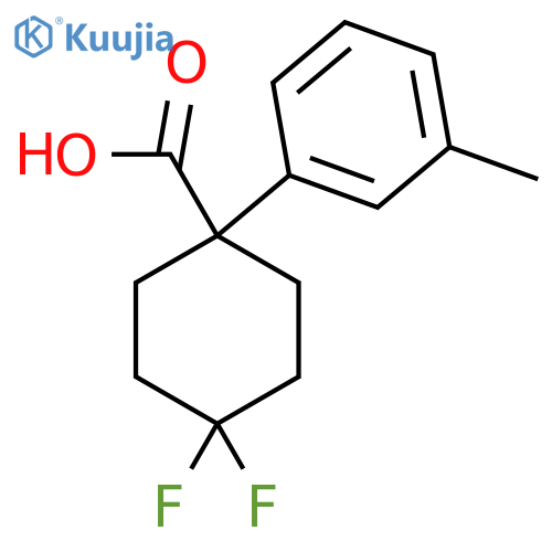 4,4-difluoro-1-(3-methylphenyl)cyclohexane-1-carboxylic acid structure