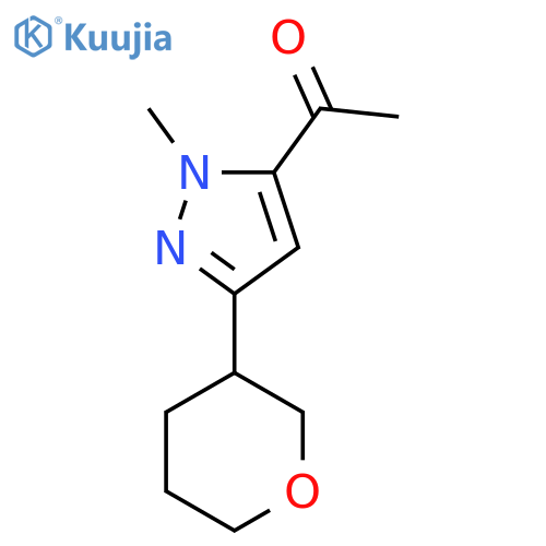 1-1-methyl-3-(oxan-3-yl)-1H-pyrazol-5-ylethan-1-one structure