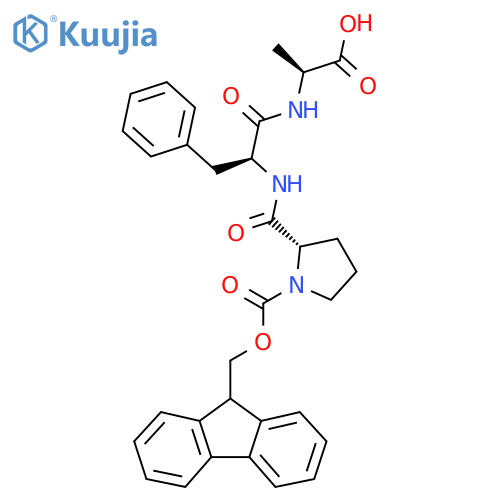 1-{[(9H-Fluoren-9-yl)methoxy]carbonyl}-L-prolyl-L-phenylalanyl-L-alanine structure