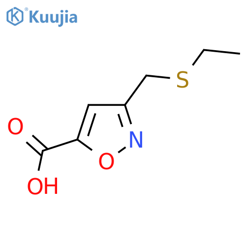3-(ethylsulfanyl)methyl-1,2-oxazole-5-carboxylic acid structure