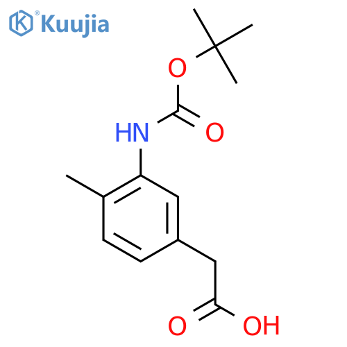 2-(3-{(tert-butoxy)carbonylamino}-4-methylphenyl)acetic acid structure