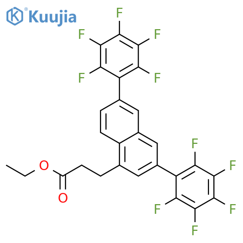1-Naphthalenepropanoic acid, 3,6-bis(2,3,4,5,6-pentafluorophenyl)-, ethyl ester structure