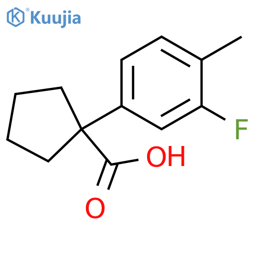 1-(3-fluoro-4-methylphenyl)cyclopentane-1-carboxylic acid structure