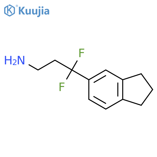 3-(2,3-dihydro-1H-inden-5-yl)-3,3-difluoropropan-1-amine structure