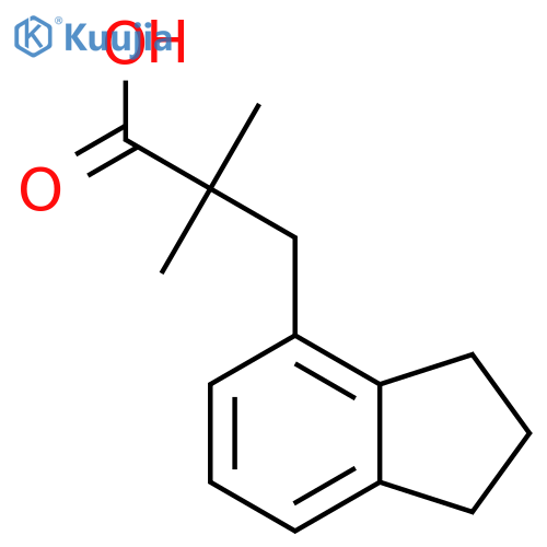 3-(2,3-dihydro-1H-inden-4-yl)-2,2-dimethylpropanoic acid structure