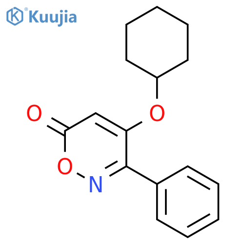 6H-1,2-Oxazin-6-one, 4-(cyclohexyloxy)-3-phenyl- structure