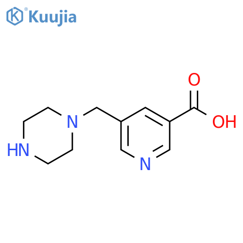 3-Pyridinecarboxylic acid, 5-(1-piperazinylmethyl)- structure