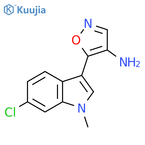 5-(6-chloro-1-methyl-1H-indol-3-yl)-1,2-oxazol-4-amine structure