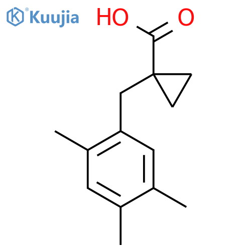 1-(2,4,5-trimethylphenyl)methylcyclopropane-1-carboxylic acid structure
