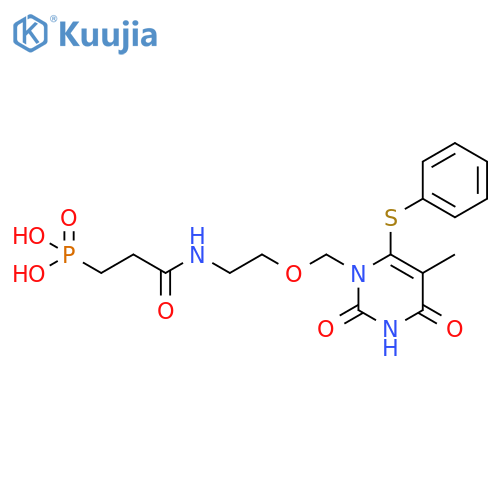 Phosphonic acid,[3-[[2-[[3,4-dihydro-5-methyl-2,4-dioxo-6-(phenylthio)-1(2H)-pyrimidinyl]methoxy]ethyl]amino]-3-oxopropyl]- structure