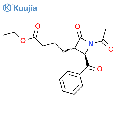 3-Azetidinebutanoic acid, 1-acetyl-2-benzoyl-4-oxo-, ethyl ester, trans- structure