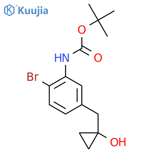 tert-butyl N-{2-bromo-5-(1-hydroxycyclopropyl)methylphenyl}carbamate structure