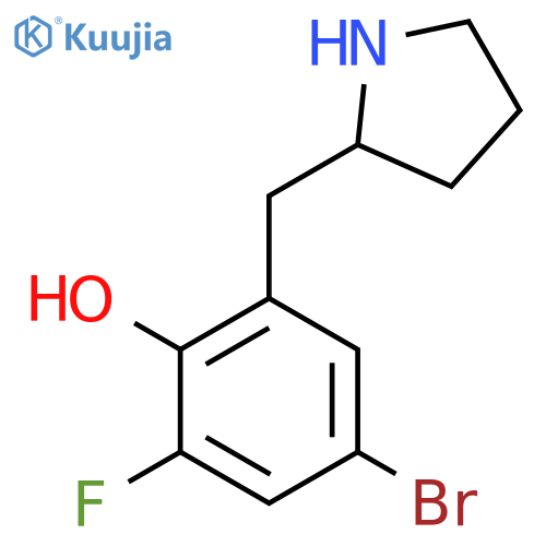 4-bromo-2-fluoro-6-(pyrrolidin-2-yl)methylphenol structure