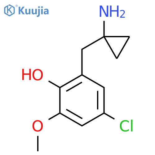 2-(1-aminocyclopropyl)methyl-4-chloro-6-methoxyphenol structure