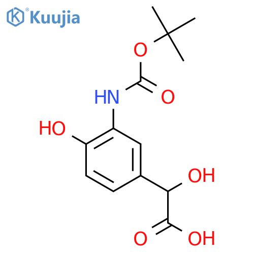 2-(3-{(tert-butoxy)carbonylamino}-4-hydroxyphenyl)-2-hydroxyacetic acid structure
