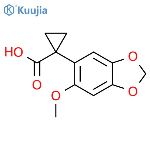 1-(6-methoxy-1,3-dioxaindan-5-yl)cyclopropane-1-carboxylic acid structure