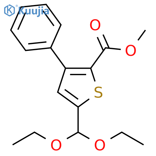 2-Thiophenecarboxylic acid, 5-(diethoxymethyl)-3-phenyl-, methyl ester structure