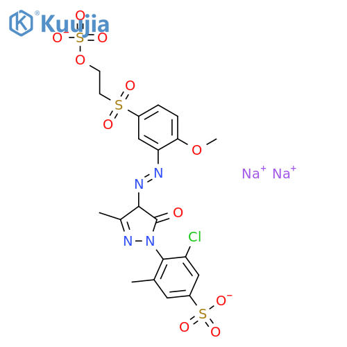 Benzenesulfonic acid,3-chloro-4-[4,5-dihydro-4-[2-[2-methoxy-5-[[2-(sulfooxy)ethyl]sulfonyl]phenyl]diazenyl]-3-methyl-5-oxo-1H-pyrazol-1-yl]-5-methyl-,sodium salt (1:2) structure