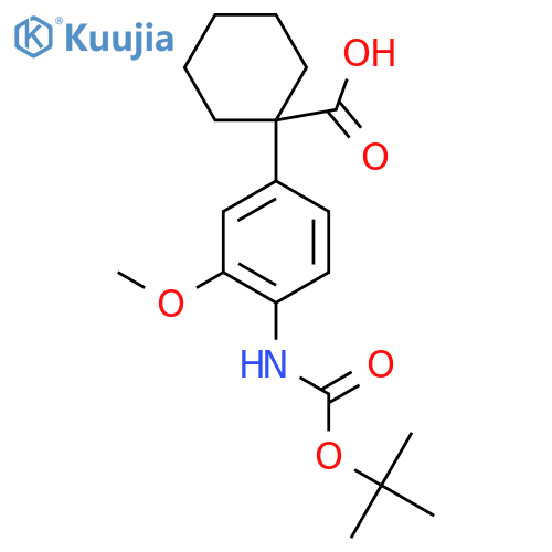 1-(4-{(tert-butoxy)carbonylamino}-3-methoxyphenyl)cyclohexane-1-carboxylic acid structure