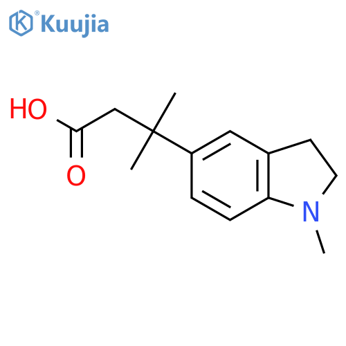 3-methyl-3-(1-methyl-2,3-dihydro-1H-indol-5-yl)butanoic acid structure