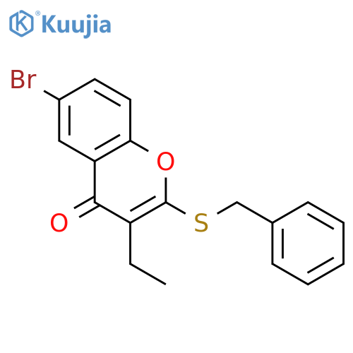 4H-1-Benzopyran-4-one, 6-bromo-3-ethyl-2-[(phenylmethyl)thio]- structure