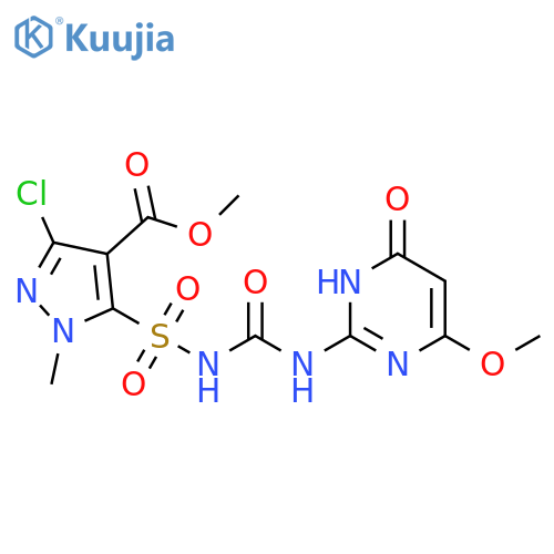 3-chloro-5-(1,4-dihydro-6-methoxy-4-oxo-2-pyrimidinyl)aminocarbonylaminosulfonyl-1-methyl-1H-Pyrazole-4-carboxylic acid methyl ester structure