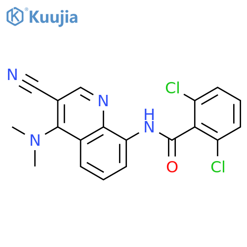 BENZAMIDE, 2,6-DICHLORO-N-[3-CYANO-4-(DIMETHYLAMINO)-8-QUINOLINYL]- structure