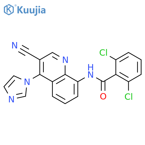 Benzamide, 2,6-dichloro-N-[3-cyano-4-(1H-imidazol-1-yl)-8-quinolinyl]- structure