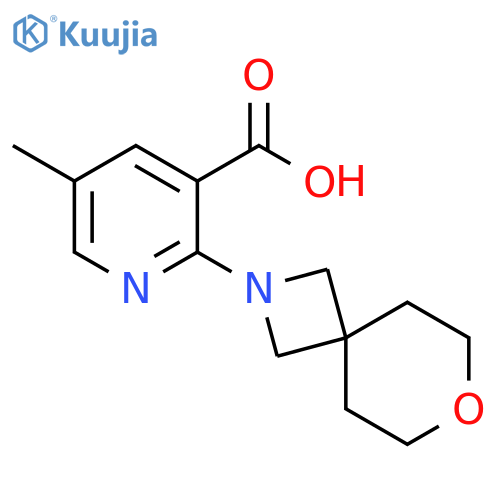 5-methyl-2-(7-oxa-2-azaspiro[3.5]nonan-2-yl)pyridine-3-carboxylic acid structure