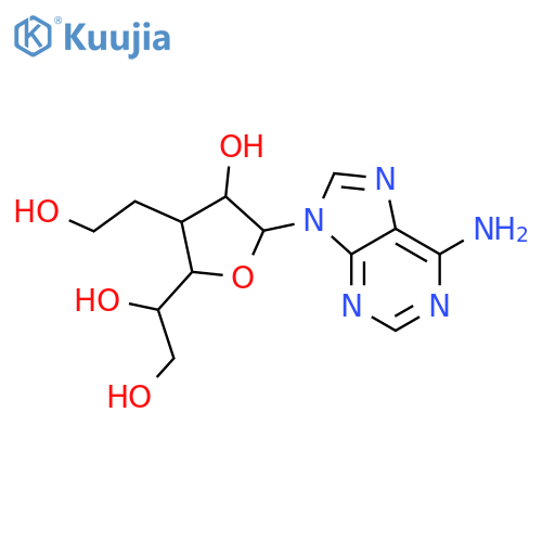 9-[3-deoxy-3-(2-hydroxyethyl)hexofuranosyl]-9H-purin-6-amine structure