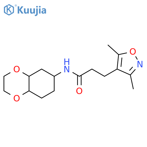 3-(3,5-dimethyl-1,2-oxazol-4-yl)-N-(octahydro-1,4-benzodioxin-6-yl)propanamide structure