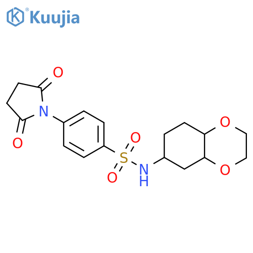 4-(2,5-dioxopyrrolidin-1-yl)-N-(octahydro-1,4-benzodioxin-6-yl)benzene-1-sulfonamide structure