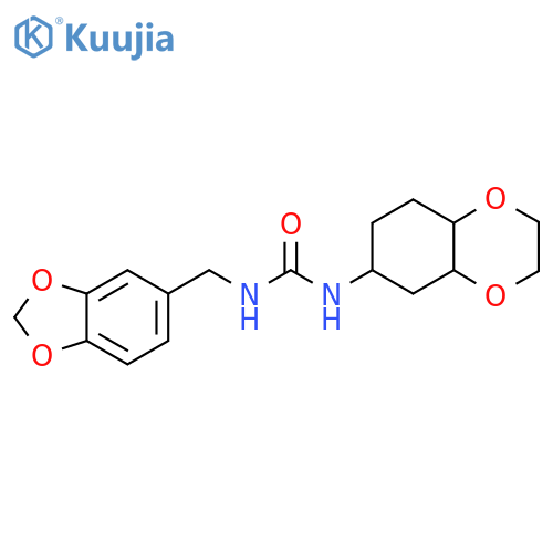 3-(2H-1,3-benzodioxol-5-yl)methyl-1-(octahydro-1,4-benzodioxin-6-yl)urea structure