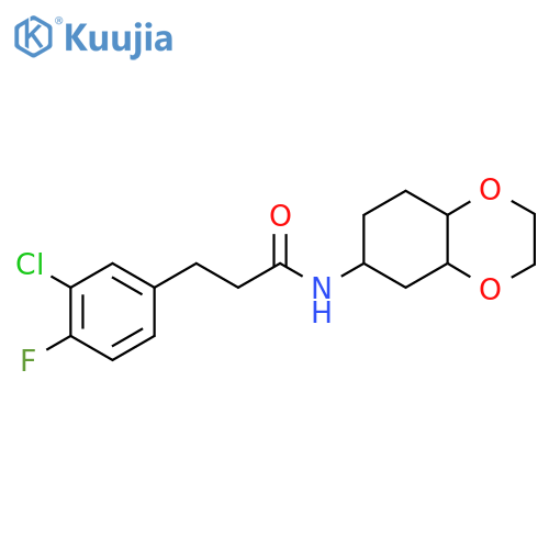 3-(3-chloro-4-fluorophenyl)-N-(octahydro-1,4-benzodioxin-6-yl)propanamide structure