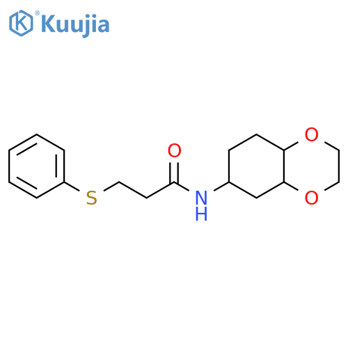 N-(octahydro-1,4-benzodioxin-6-yl)-3-(phenylsulfanyl)propanamide structure