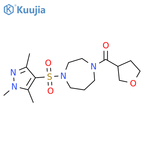 1-(oxolane-3-carbonyl)-4-(1,3,5-trimethyl-1H-pyrazol-4-yl)sulfonyl-1,4-diazepane structure