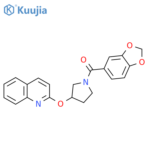 Benzo[d][1,3]dioxol-5-yl(3-(quinolin-2-yloxy)pyrrolidin-1-yl)methanone structure