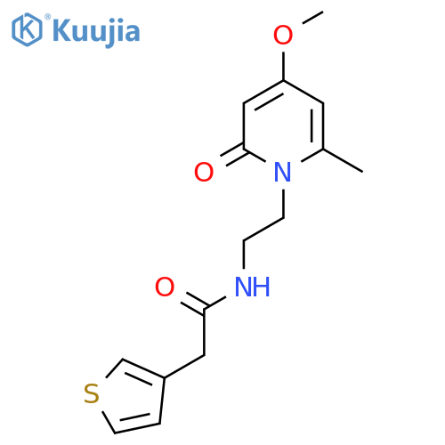 N-2-(4-methoxy-6-methyl-2-oxo-1,2-dihydropyridin-1-yl)ethyl-2-(thiophen-3-yl)acetamide structure