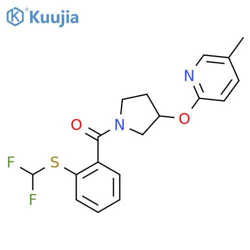 (2-((Difluoromethyl)thio)phenyl)(3-((5-methylpyridin-2-yl)oxy)pyrrolidin-1-yl)methanone structure