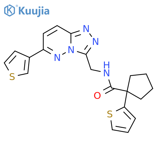 1-(thiophen-2-yl)-N-{[6-(thiophen-3-yl)-[1,2,4]triazolo[4,3-b]pyridazin-3-yl]methyl}cyclopentane-1-carboxamide structure