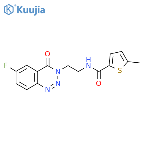 N-2-(6-fluoro-4-oxo-3,4-dihydro-1,2,3-benzotriazin-3-yl)ethyl-5-methylthiophene-2-carboxamide structure