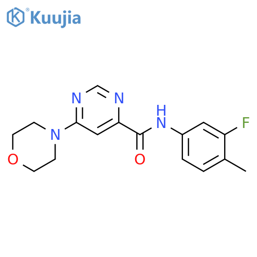 N-(3-fluoro-4-methylphenyl)-6-(morpholin-4-yl)pyrimidine-4-carboxamide structure