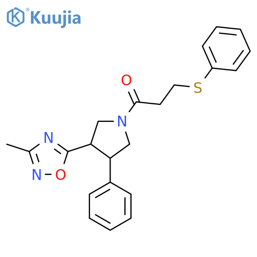 1-3-(3-methyl-1,2,4-oxadiazol-5-yl)-4-phenylpyrrolidin-1-yl-3-(phenylsulfanyl)propan-1-one structure