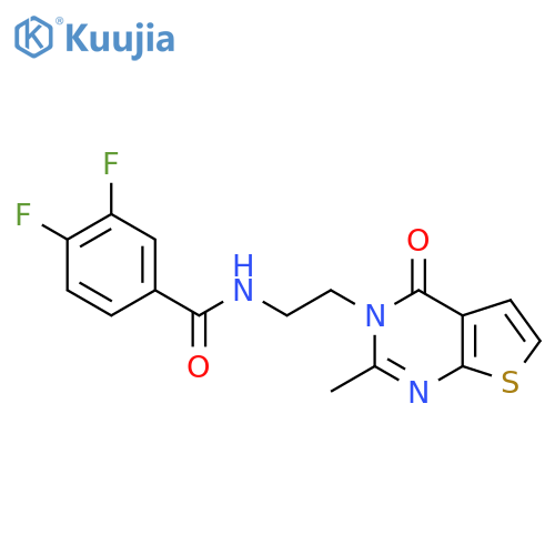 3,4-difluoro-N-(2-{2-methyl-4-oxo-3H,4H-thieno2,3-dpyrimidin-3-yl}ethyl)benzamide structure