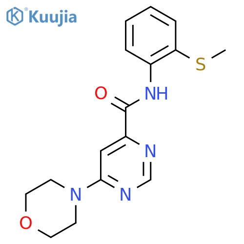N-[2-(methylsulfanyl)phenyl]-6-(morpholin-4-yl)pyrimidine-4-carboxamide structure