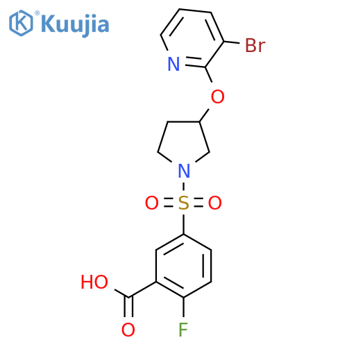 5-((3-((3-Bromopyridin-2-yl)oxy)pyrrolidin-1-yl)sulfonyl)-2-fluorobenzoic acid structure