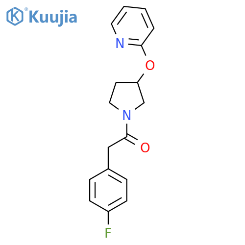2-(4-Fluorophenyl)-1-(3-(pyridin-2-yloxy)pyrrolidin-1-yl)ethanone structure