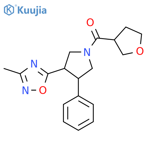 3-methyl-5-1-(oxolane-3-carbonyl)-4-phenylpyrrolidin-3-yl-1,2,4-oxadiazole structure