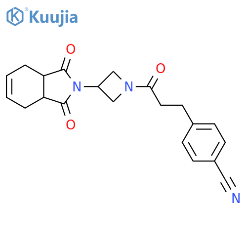 4-(3-(3-(1,3-dioxo-3a,4,7,7a-tetrahydro-1H-isoindol-2(3H)-yl)azetidin-1-yl)-3-oxopropyl)benzonitrile structure