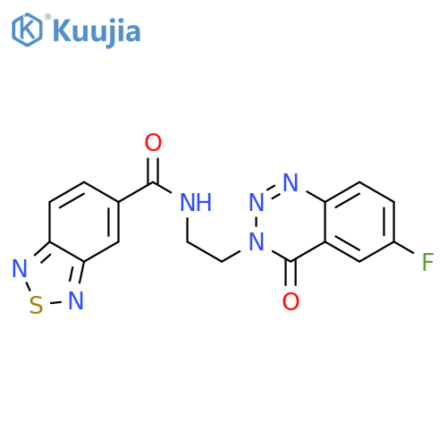 N-[2-(6-fluoro-4-oxo-3,4-dihydro-1,2,3-benzotriazin-3-yl)ethyl]-2,1,3-benzothiadiazole-5-carboxamide structure